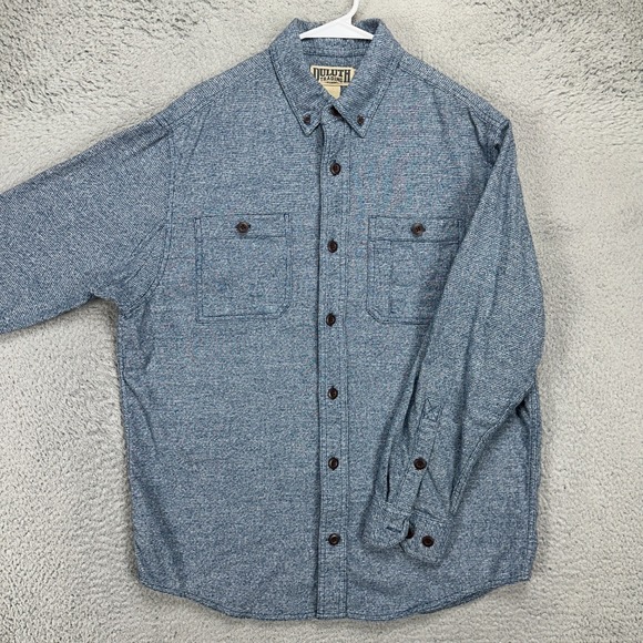Duluth Trading Co. Flannel Shirt Adult Medium Blue Relaxed Fit Button Down Mens